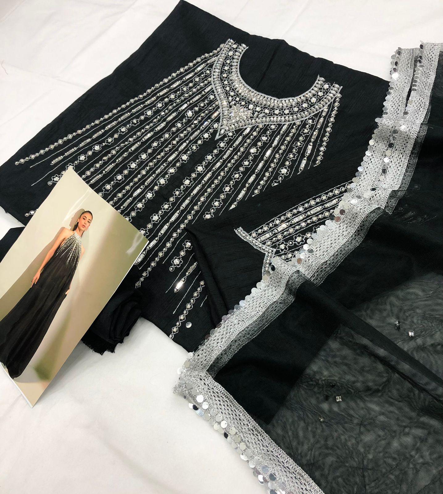 LULUSAR BLACK RAW SILK - SR FABRICS