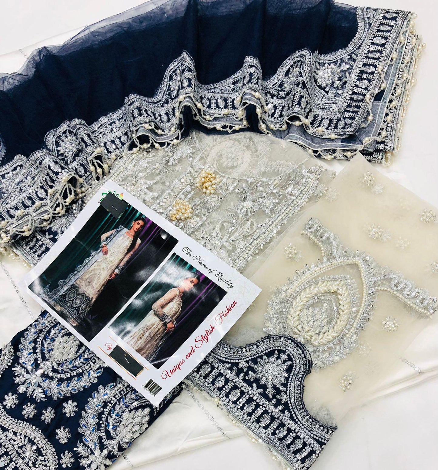 (M N M) WHITE AND BLUE - SR FABRICS