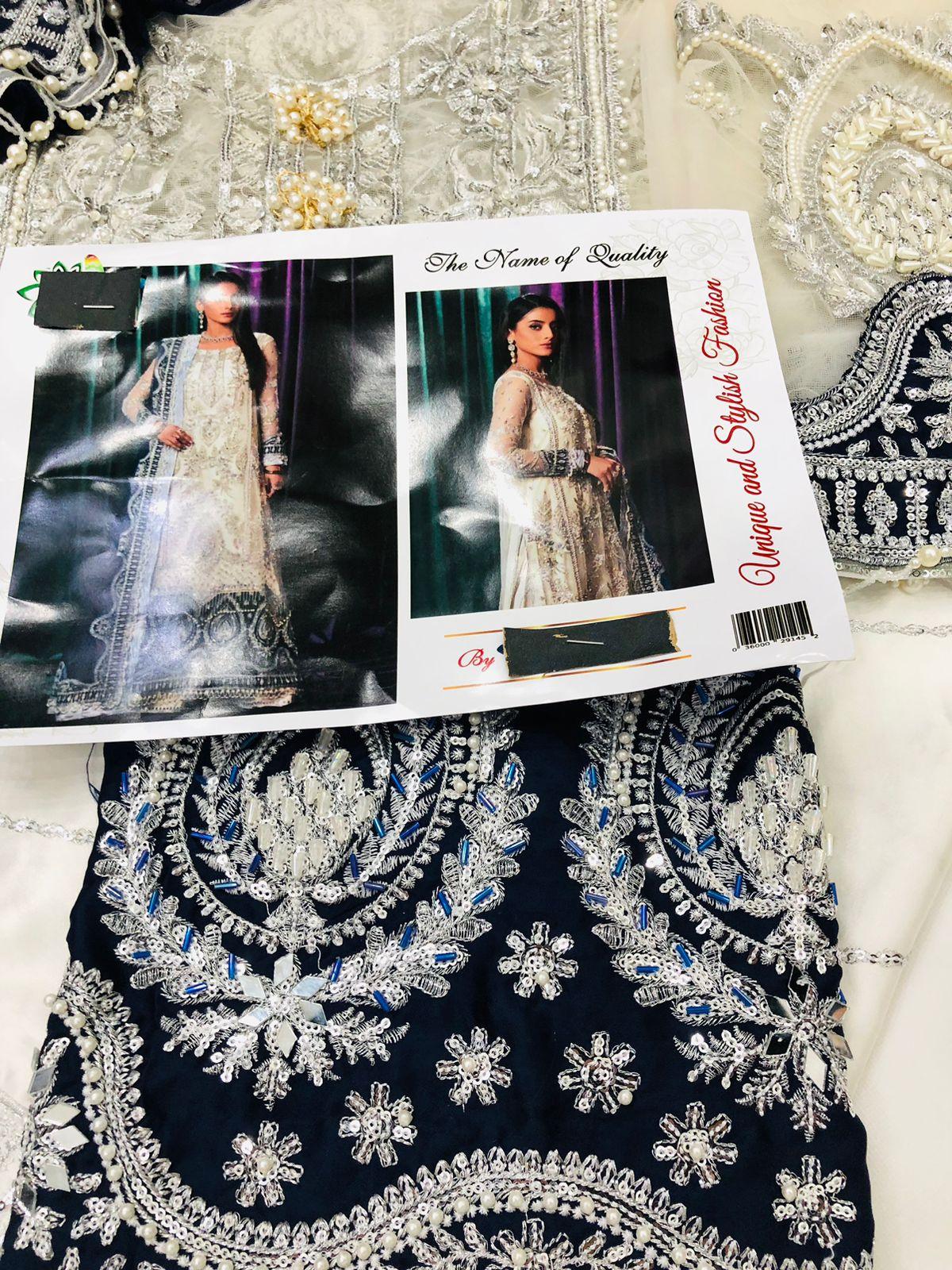 (M N M) WHITE AND BLUE - SR FABRICS