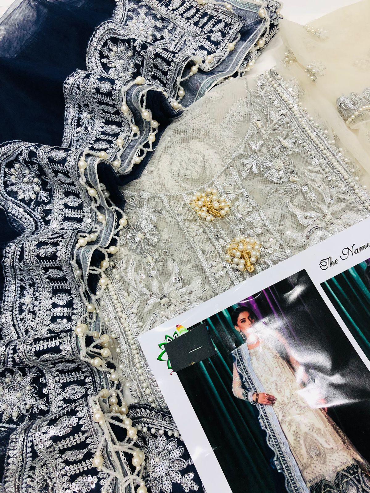 (M N M) WHITE AND BLUE - SR FABRICS