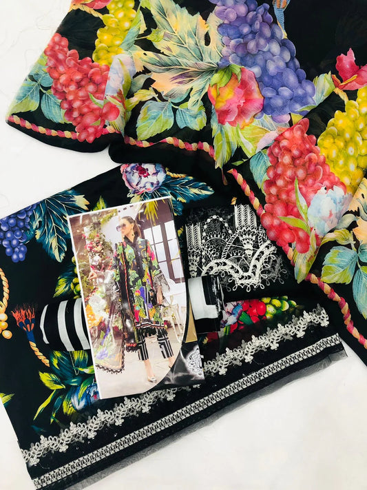 MARIA B BLACK DIGITAL LAWN - SR FABRICS