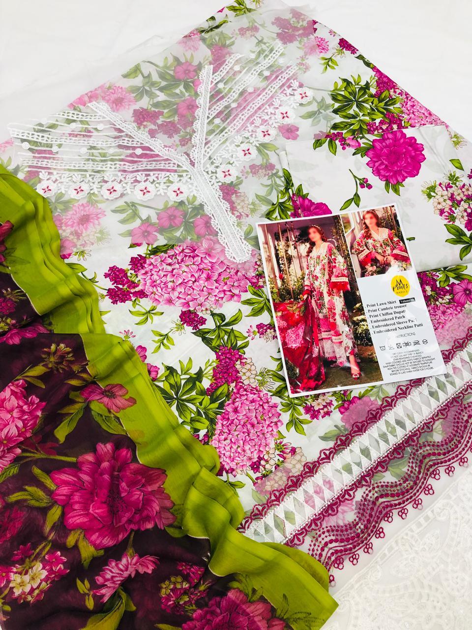 MARIA B DIGITAL EMBROIDERED LAWN - SR FABRICS