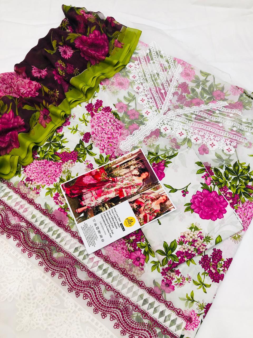 MARIA B DIGITAL EMBROIDERED LAWN - SR FABRICS