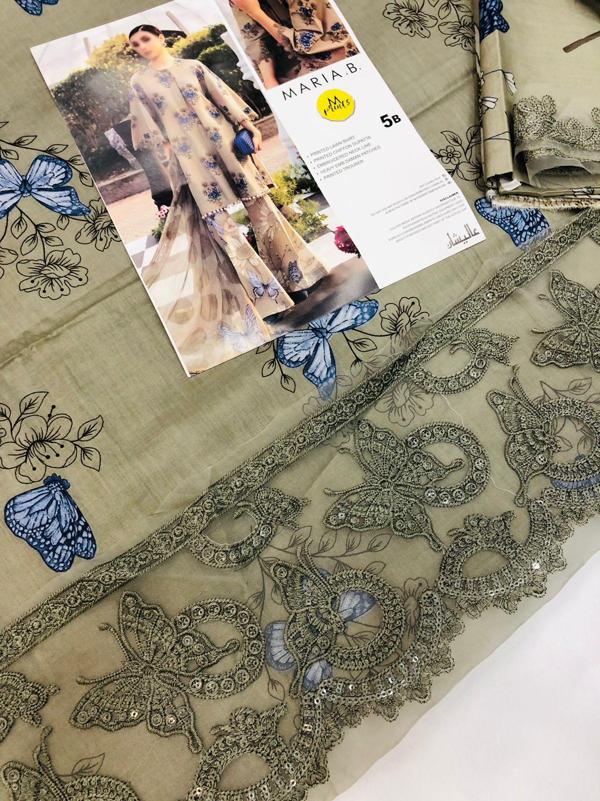 MARIA B OLIVE LAWN - SR FABRICS