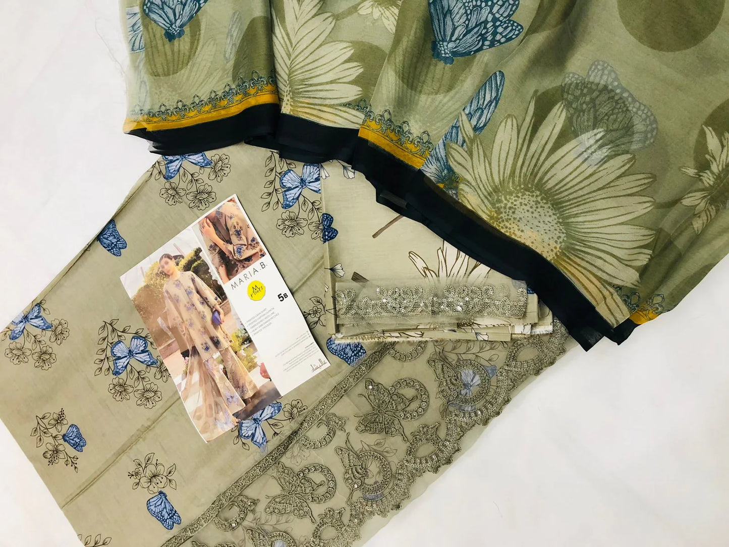 MARIA B OLIVE LAWN - SR FABRICS