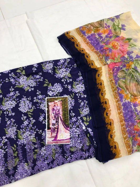 MB B - PURPLE CHICKEN KARI LAWN - SR FABRICS