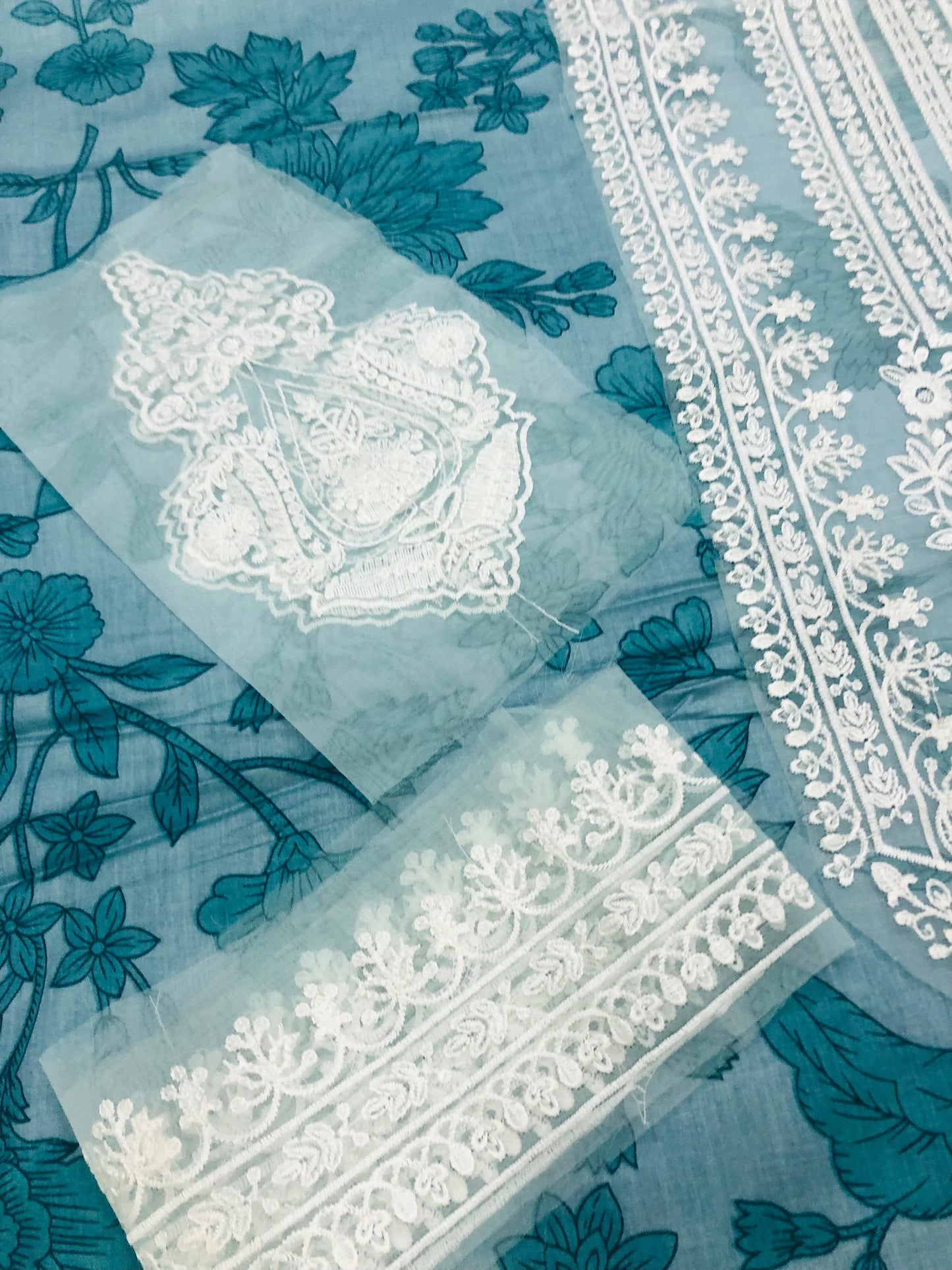 MB BLUSH SEA GREEN LAWN - SR FABRICS