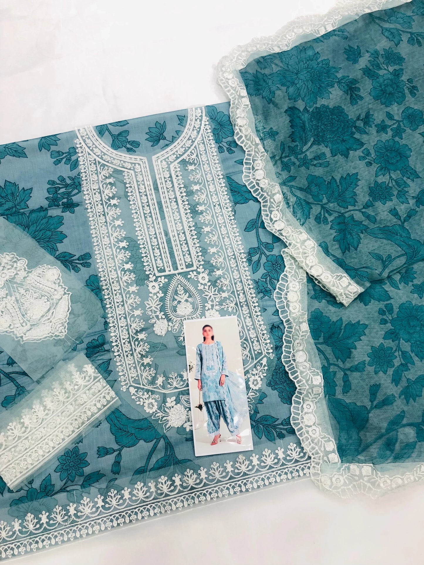 MB BLUSH SEA GREEN LAWN - SR FABRICS