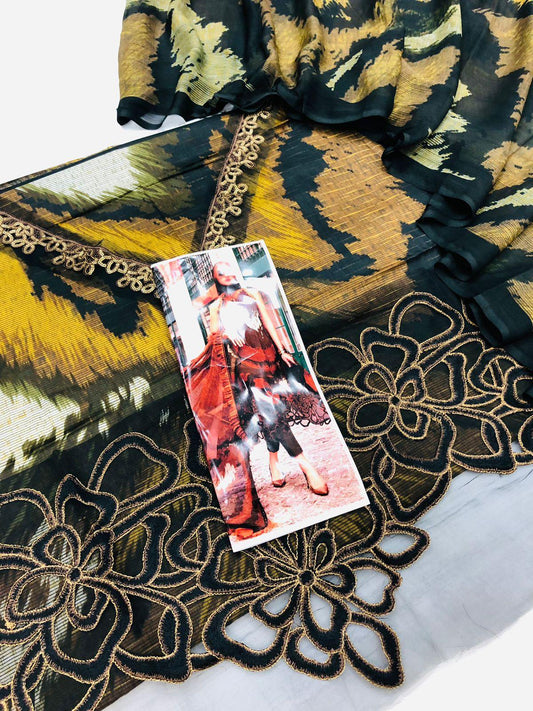 MB CHEETAH GOLD LAWN - SR FABRICS