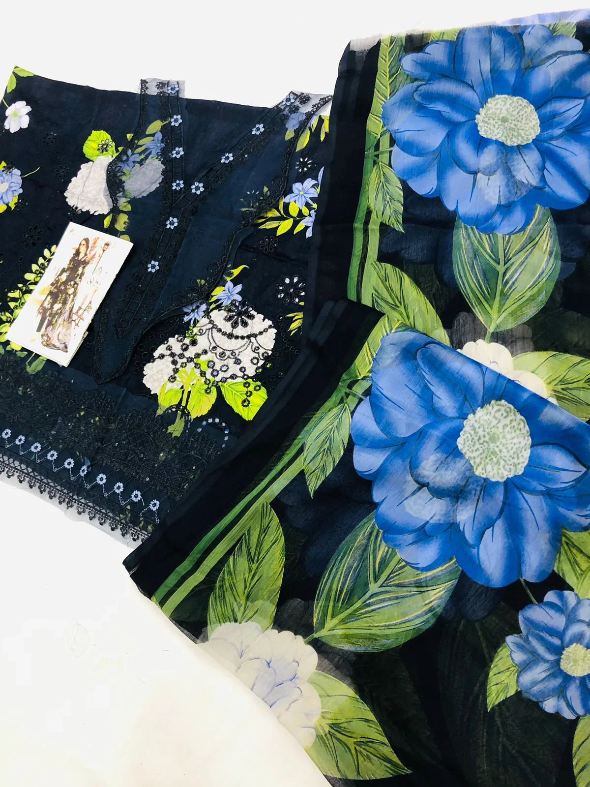 MB D - NAVY CHICKEN KARI LAWN - SR FABRICS