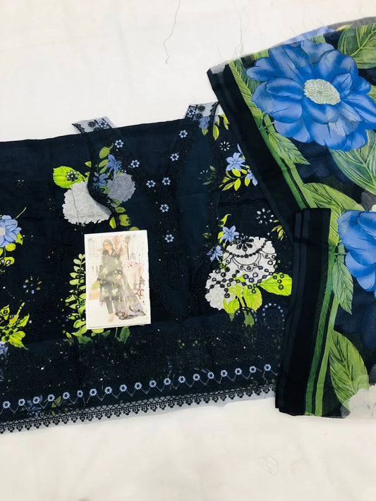 MB D - NAVY CHICKEN KARI LAWN - SR FABRICS