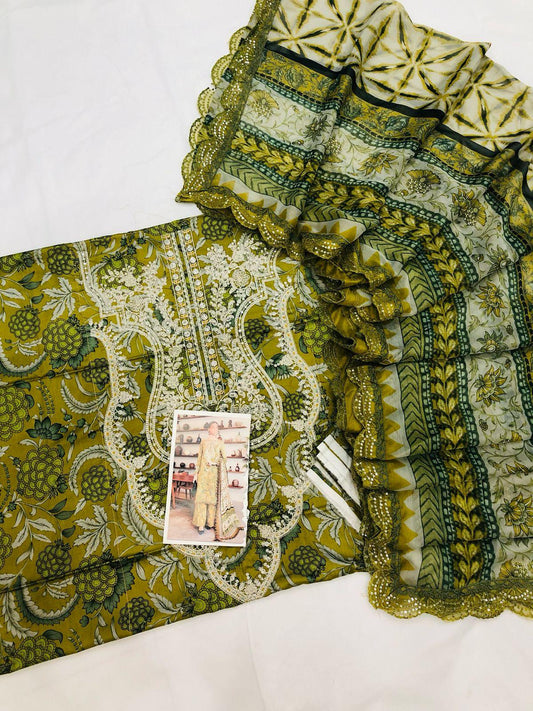 MB MEHNDI NE DIGITAL LAWN - SR FABRICS