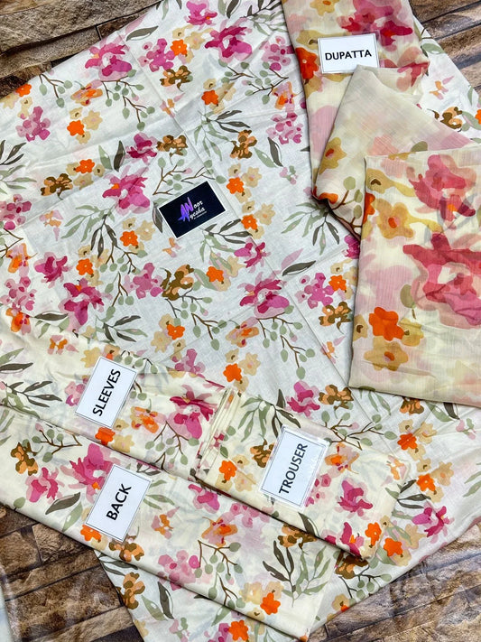 MB MULTI LEAVES PRINTED LAWN - SR FABRICS