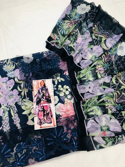 MB NAVY DIGITAL LAWN - SR FABRICS