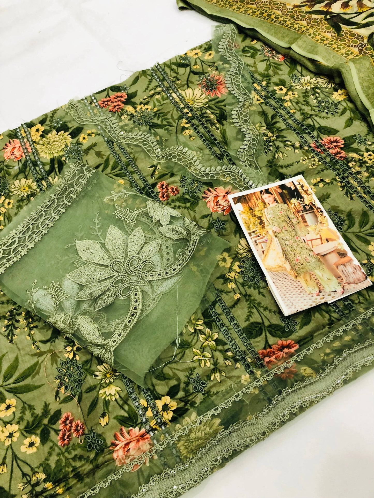 MB OLIVE CHICKEN KARI LAWN - SR FABRICS