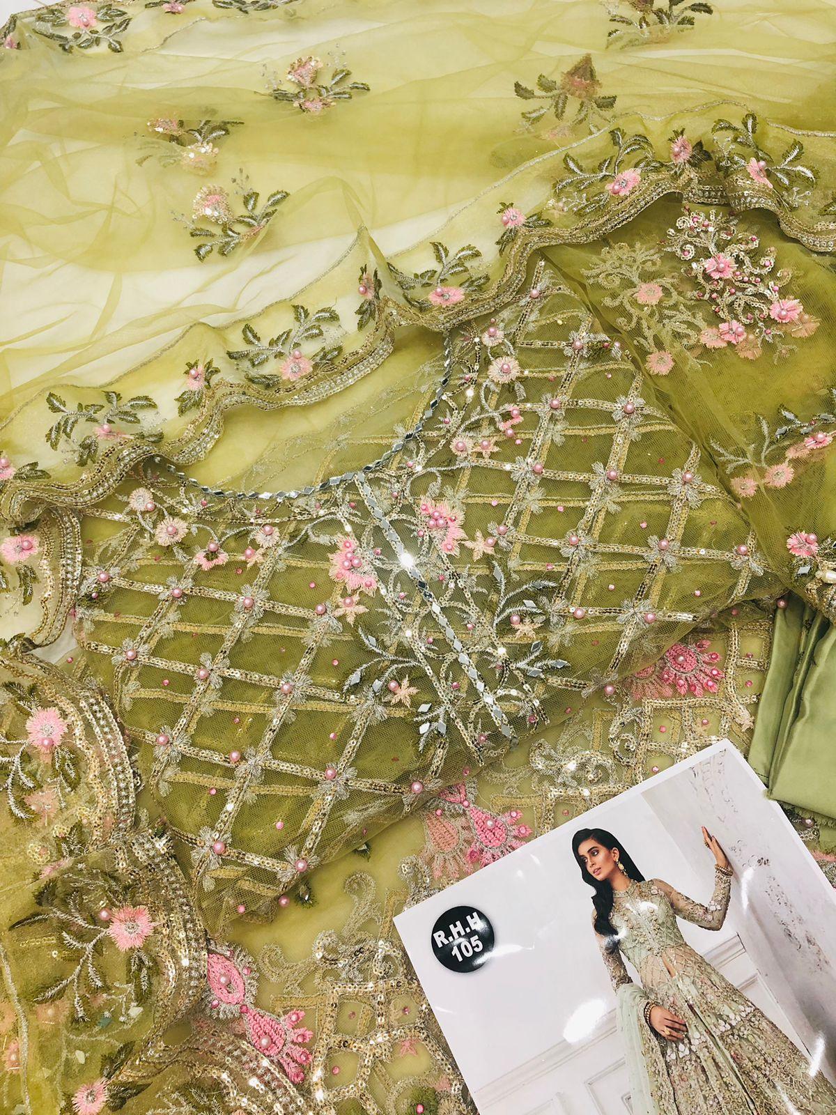 MB OLIVE GREEN NET MAKSI - SR FABRICS