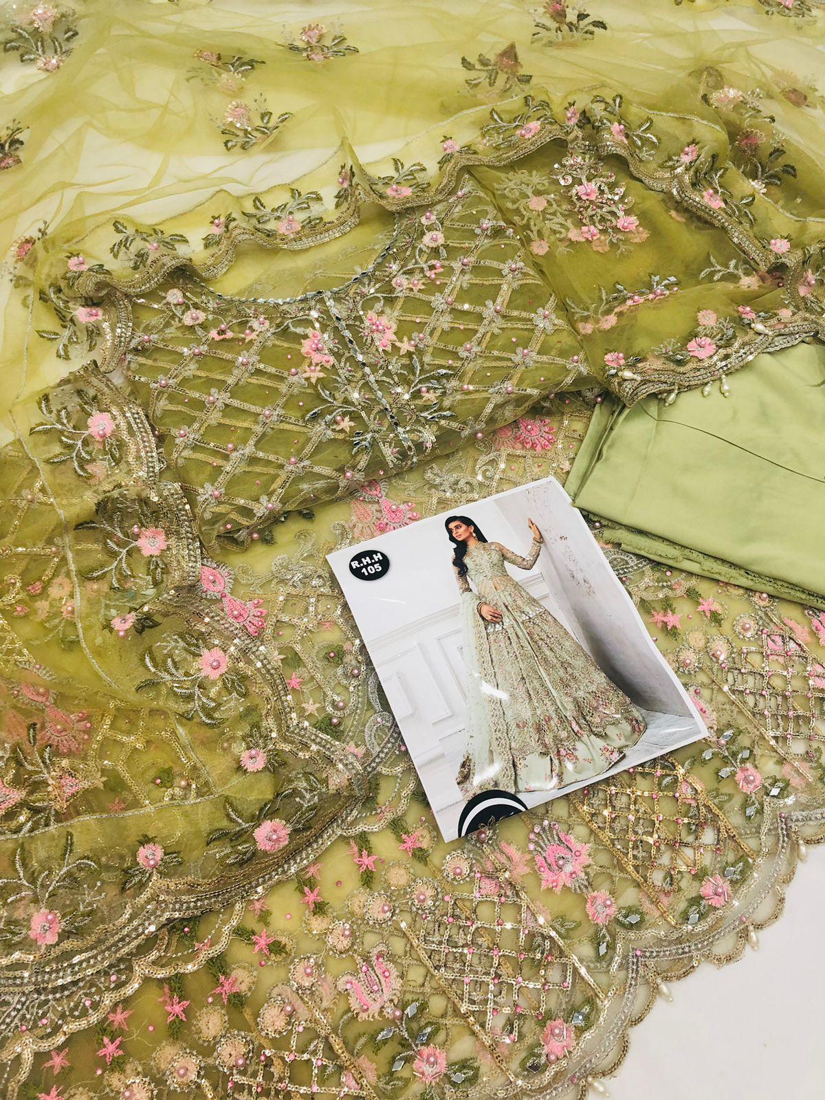 MB OLIVE GREEN NET MAKSI - SR FABRICS