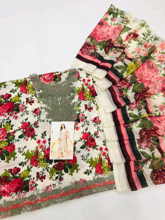 MB RED ROSE LAWN - SR FABRICS