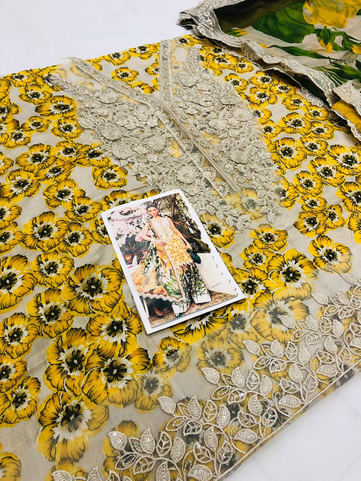 MB YELLOW GULAAB DIGITAL LAWN - SR FABRICS