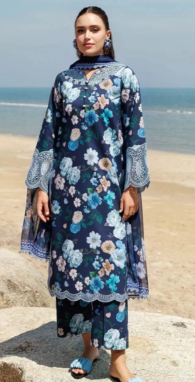 MB ZINC FLOWERS PRINTED LAWN - SR FABRICS