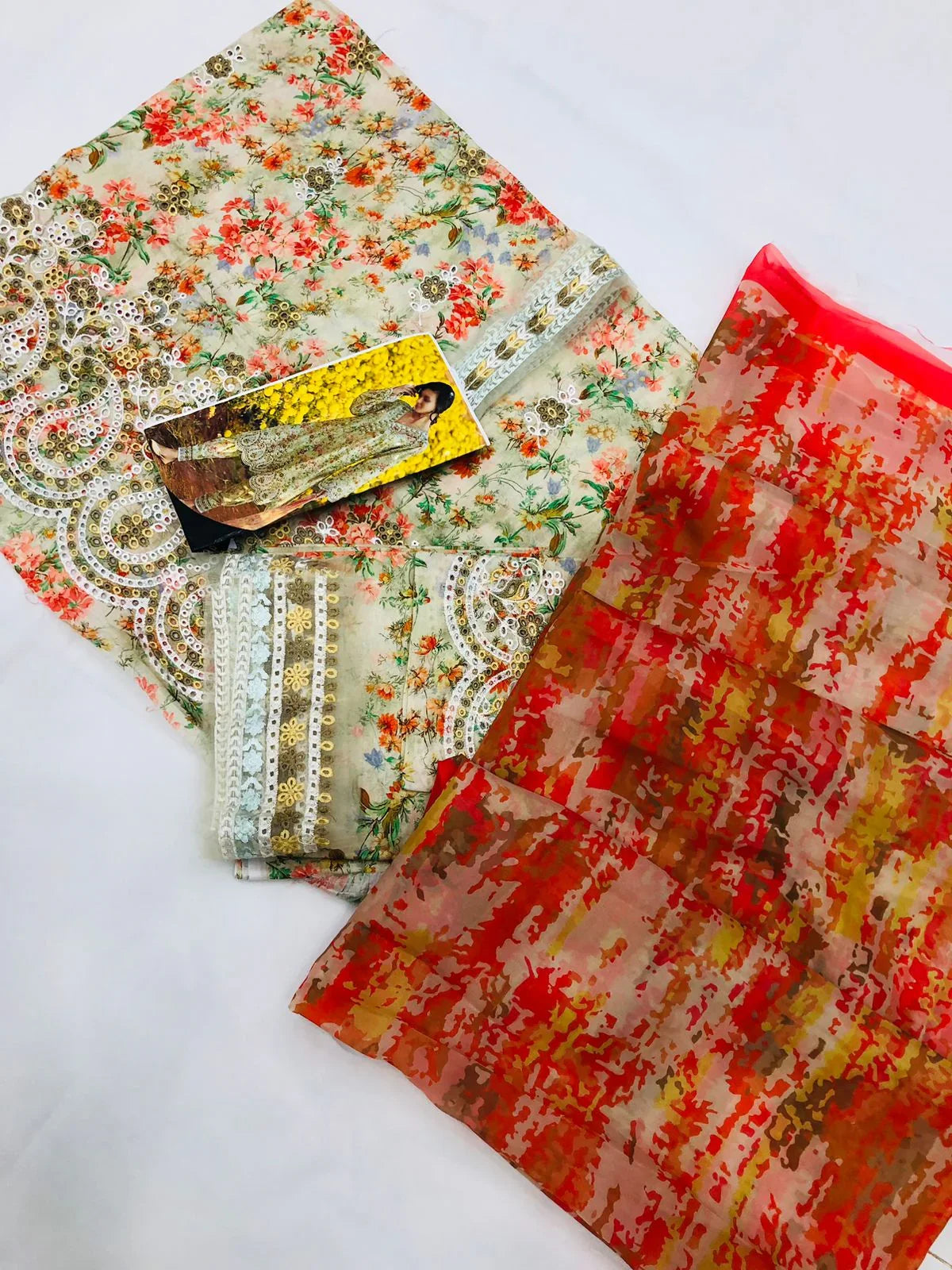 MULTI PRINTED LAWN WITH SILK DUPATTA - SR FABRICS