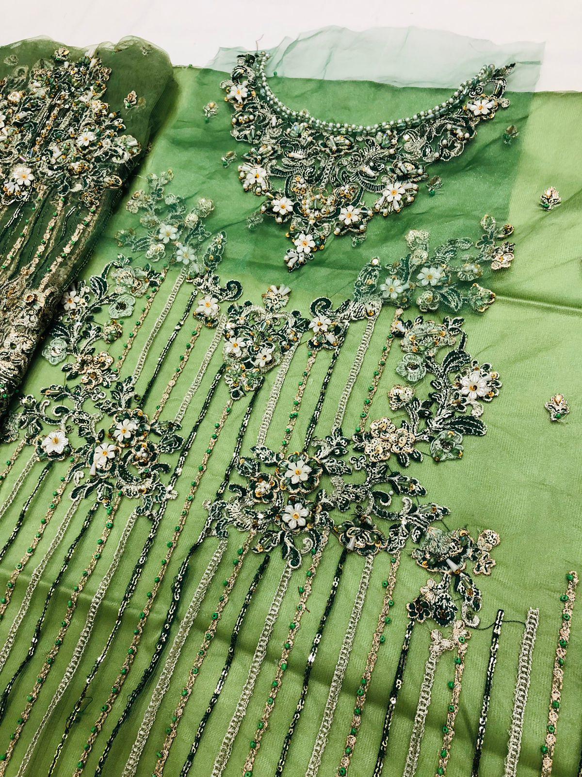 OLIVE GREEN GARARA - SR FABRICS