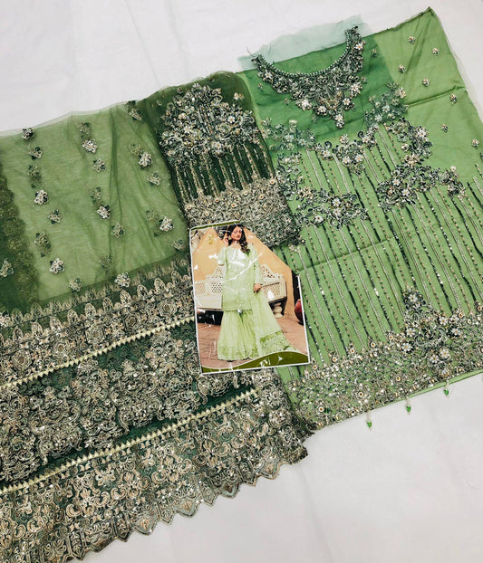 OLIVE GREEN GARARA - SR FABRICS