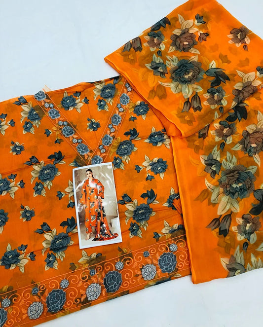 ORANGE LL DIGITAL LAWN - SR FABRICS