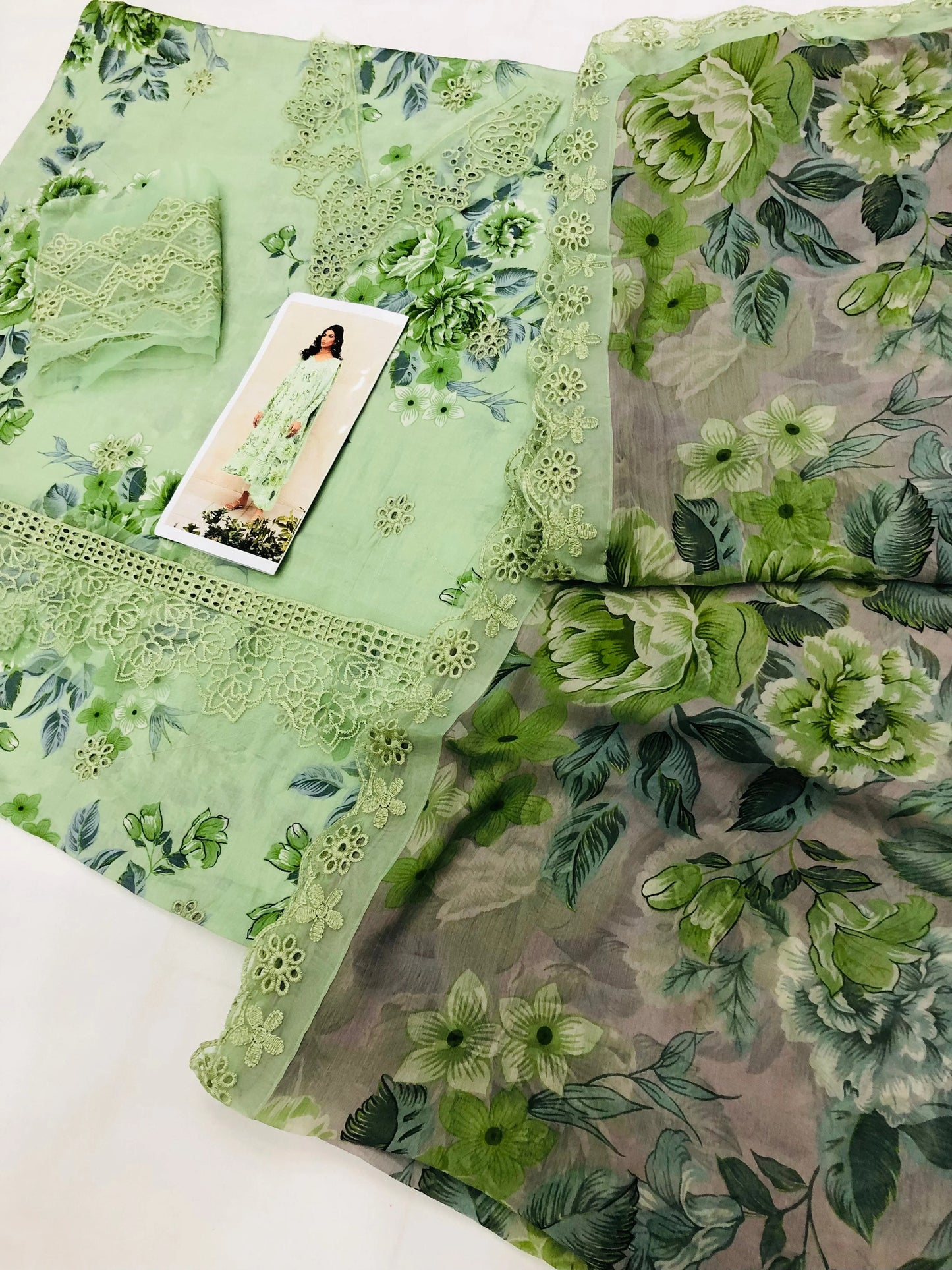 PISTA GREEN CHICKEN KARI LAWN - SR FABRICS