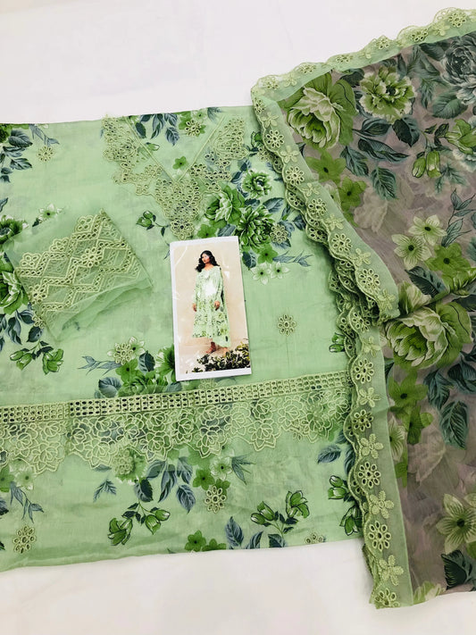 PISTA GREEN CHICKEN KARI LAWN - SR FABRICS