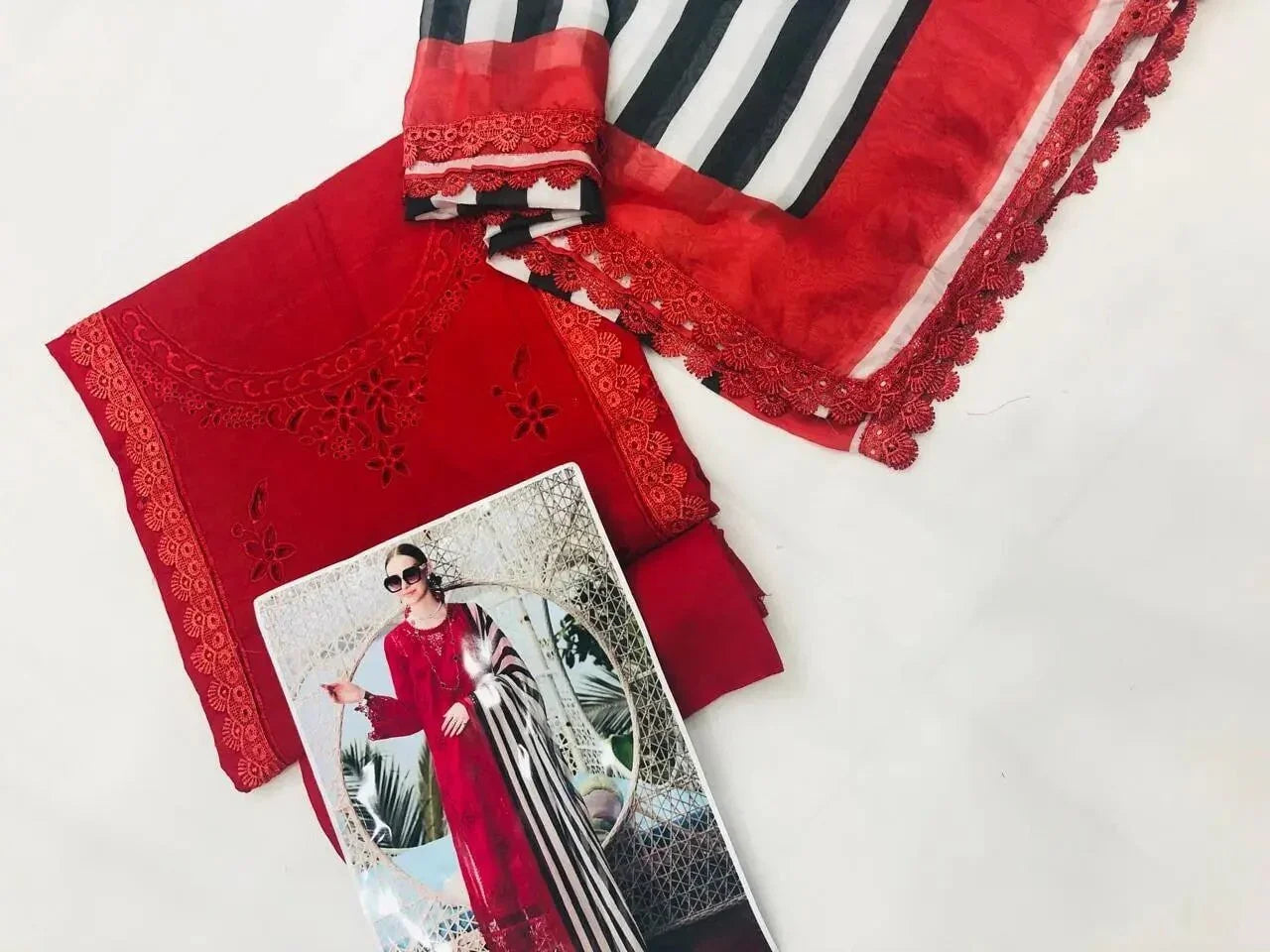 RED CUTWORK - SR FABRICS