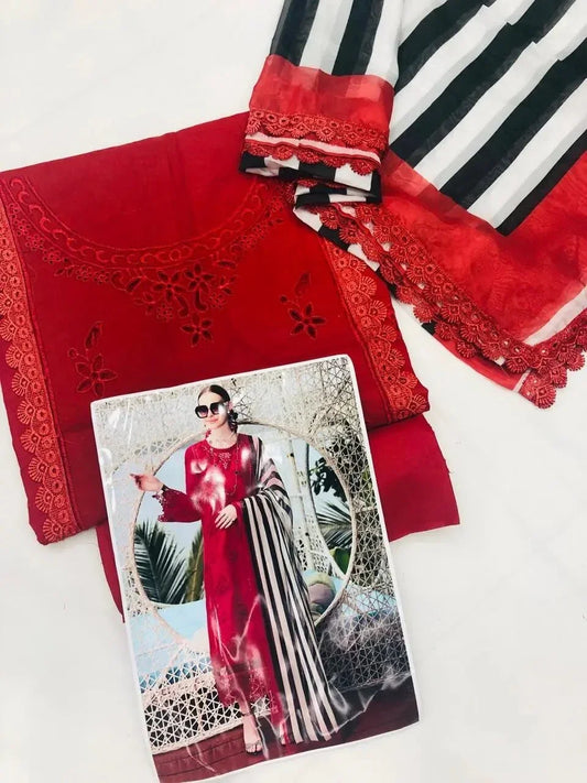 RED CUTWORK - SR FABRICS