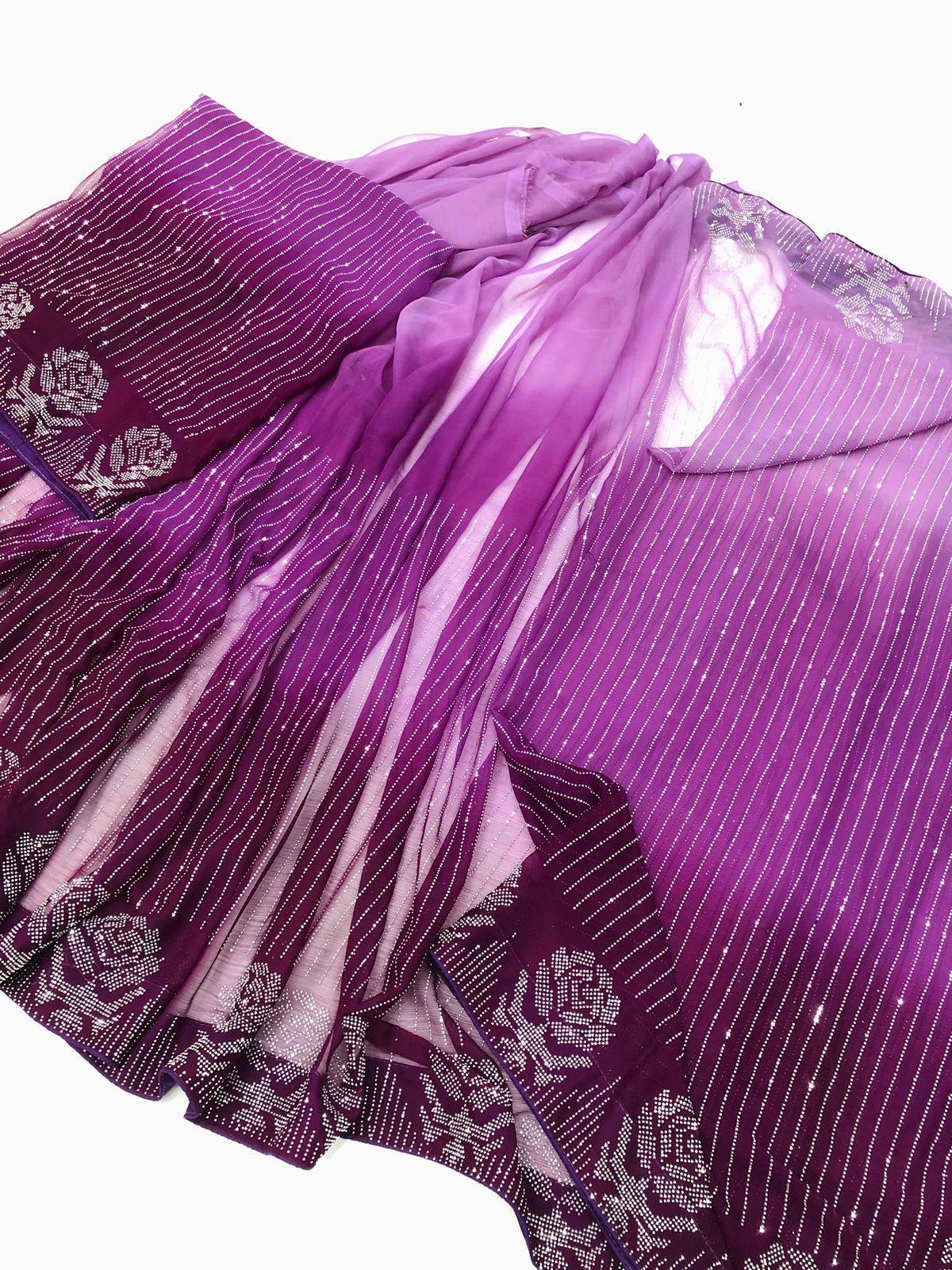 THREE TONE SAREE LILAC - SR FABRICS