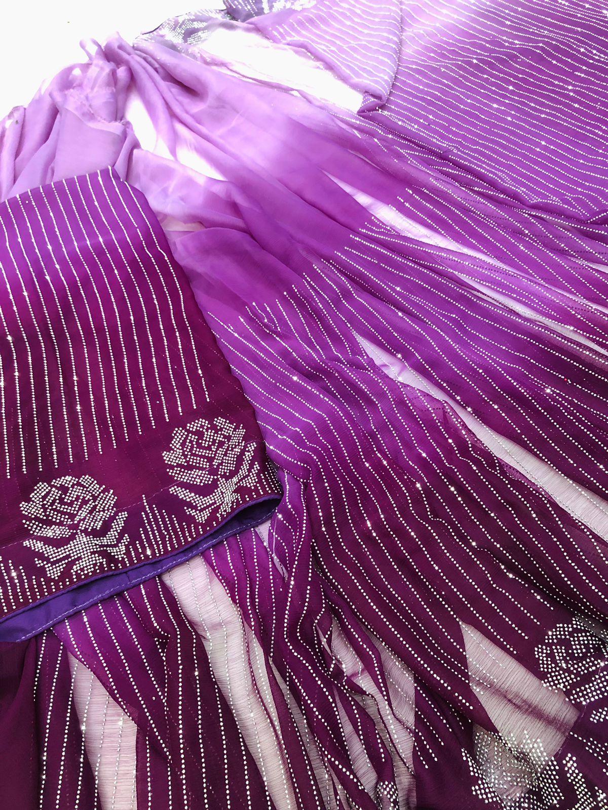 THREE TONE SAREE LILAC - SR FABRICS
