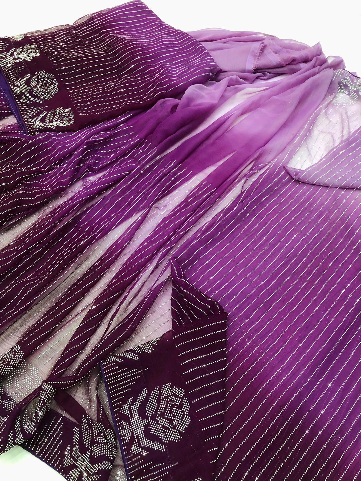 THREE TONE SAREE LILAC - SR FABRICS
