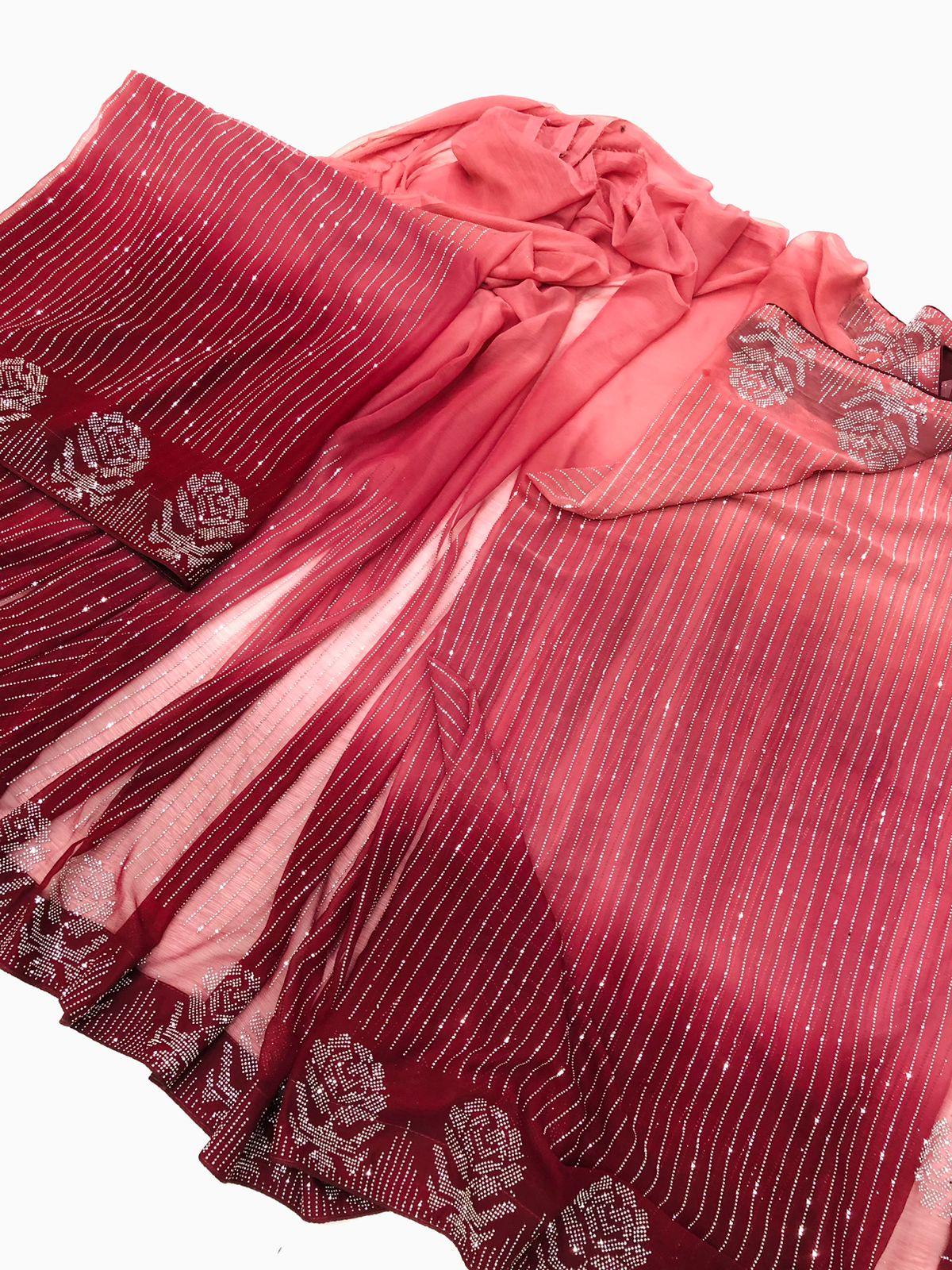 THREE TONE SAREE PINK - SR FABRICS
