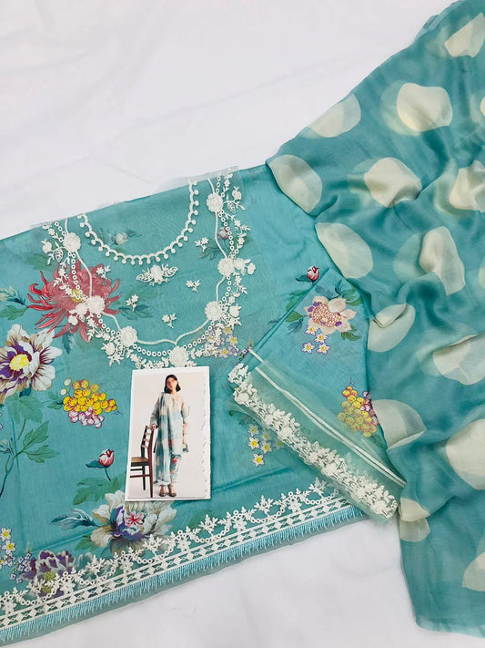 ZARA AQUA DIGITAL LAWN - SR FABRICS