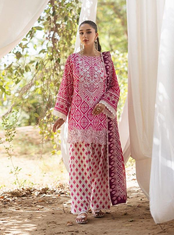 ZC SHOCKING PINK LAWN DUPATTA - SR FABRICS