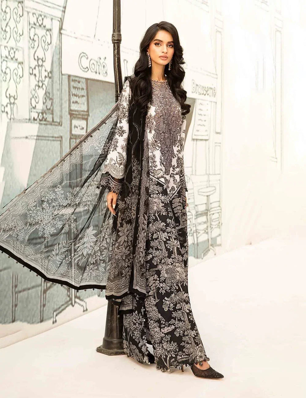 MB WHITE TREES STITCHED LAWN