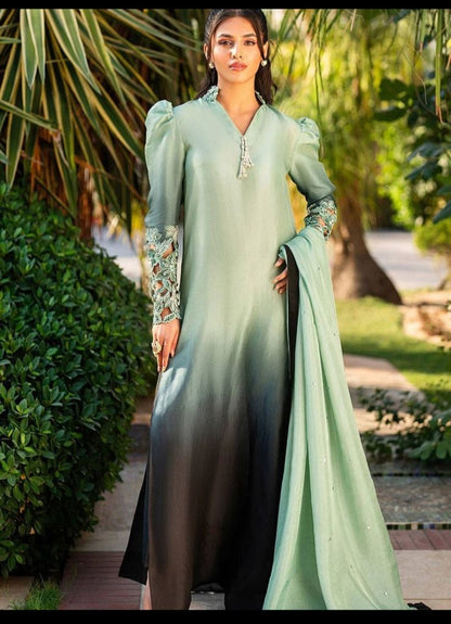 TIE N DIE GREEN BLACK SILK