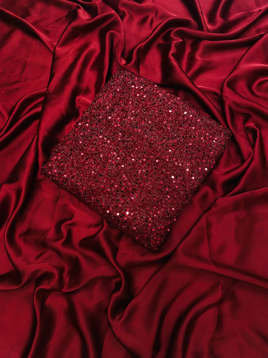 MAHROON SEQUENCE SILK SAREE