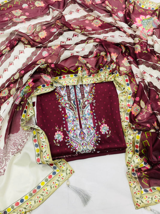 MB MAHROON BEATS LUXURY CHINA SILK