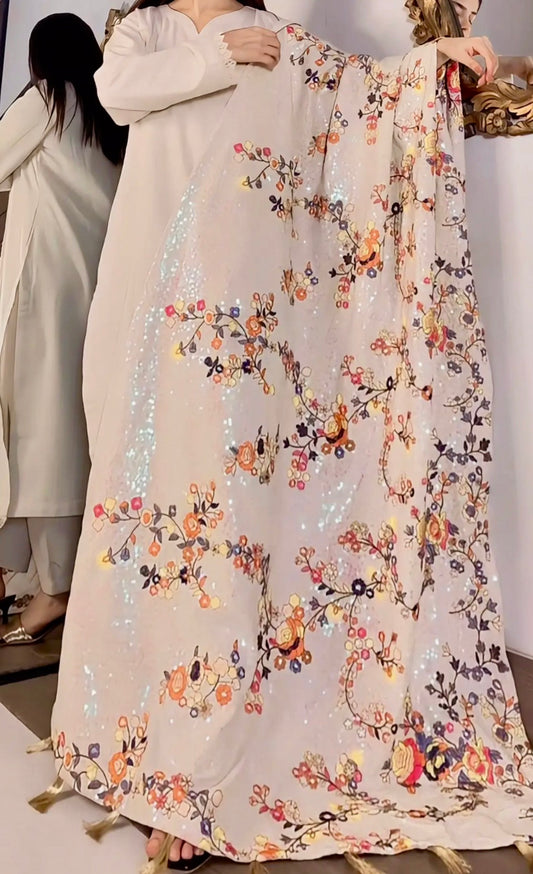 KHADDAR DRESS WITH KHADDAR MULTI PHOOL SHAWL