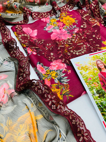 IZNIK MAHROON GREYISH LAWN