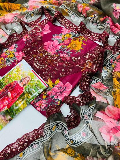 IZNIK MAHROON GREYISH LAWN