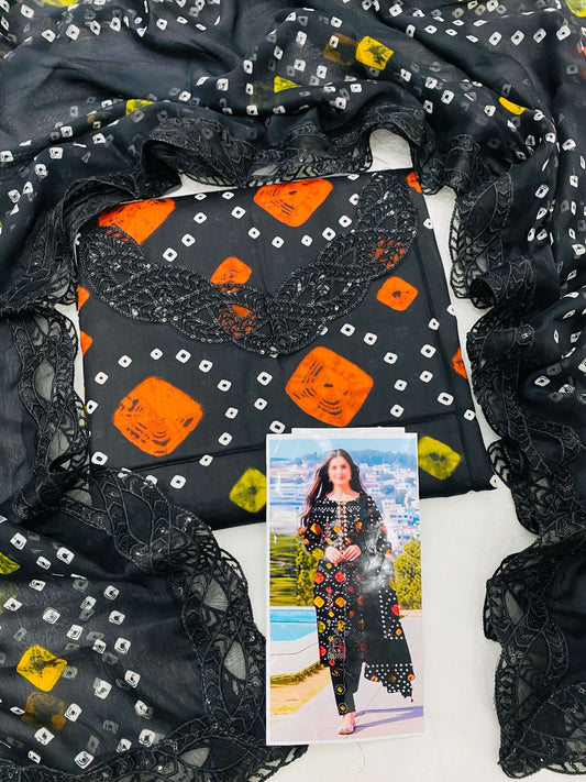 ANEELA BLACK CHUNRI LAWN