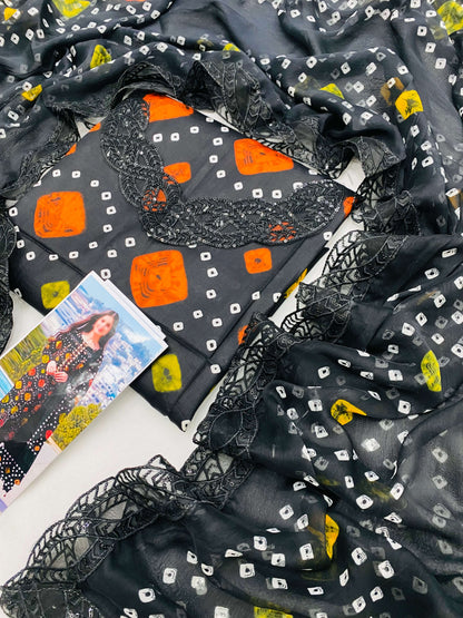 ANEELA BLACK CHUNRI LAWN