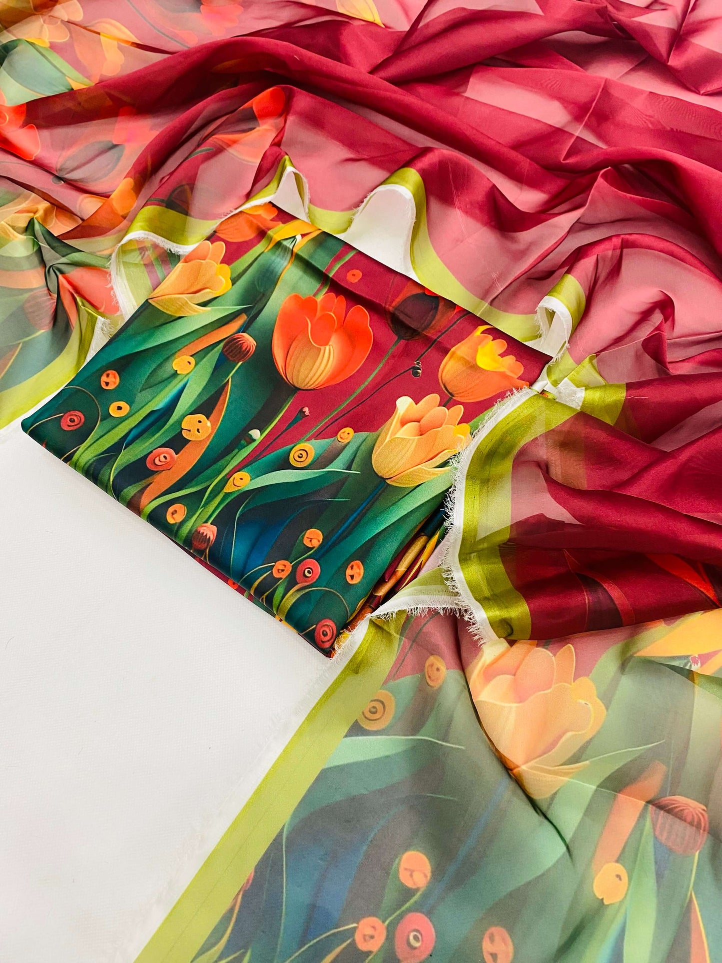 CHINA SILK 3D MAHROON