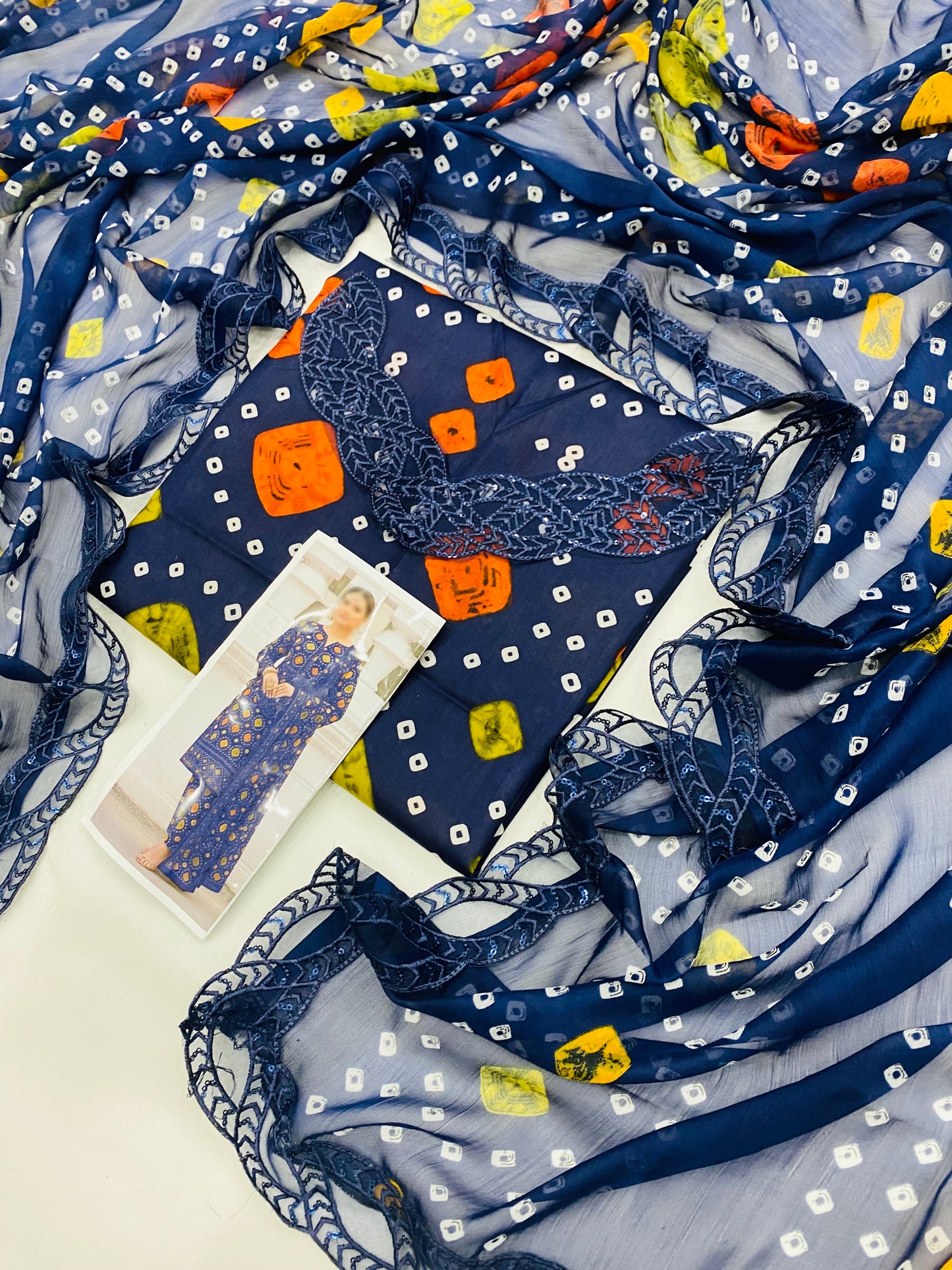 ANEELA NAVY BLUE CHUNRI LAWN