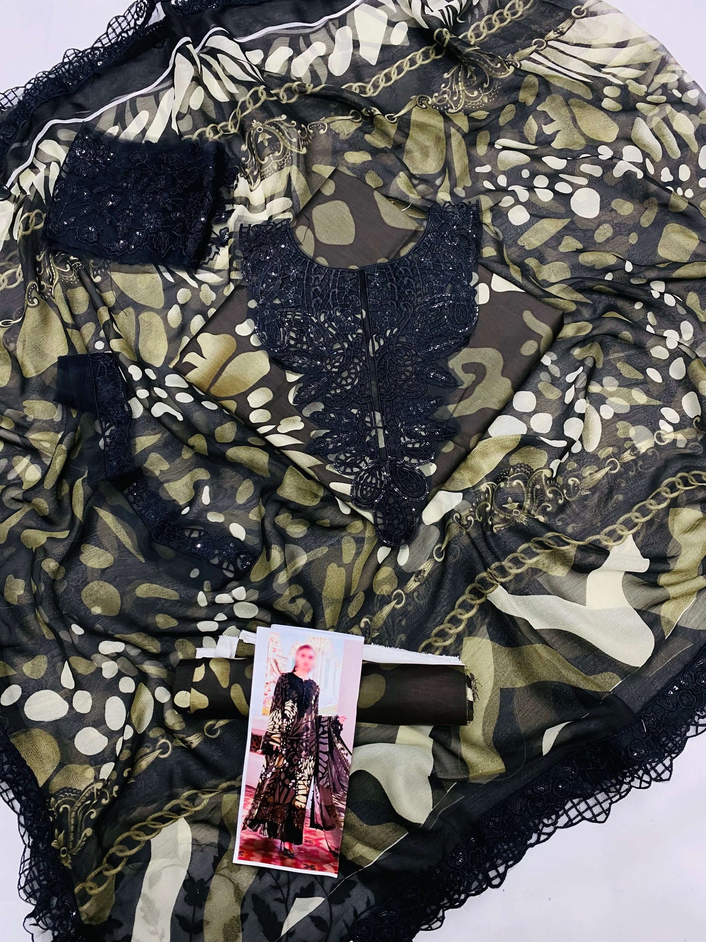 MB GREENISH CHEETAH PRINT LAWN